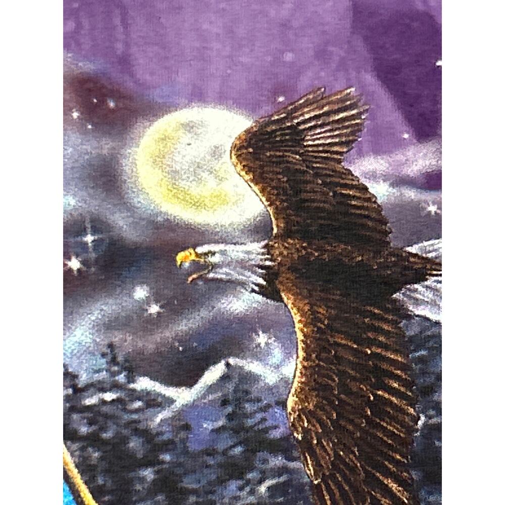 Purple Tie Dye Wildlife Native Girl Eagle Moon Tshirt - Picture 5 of 8